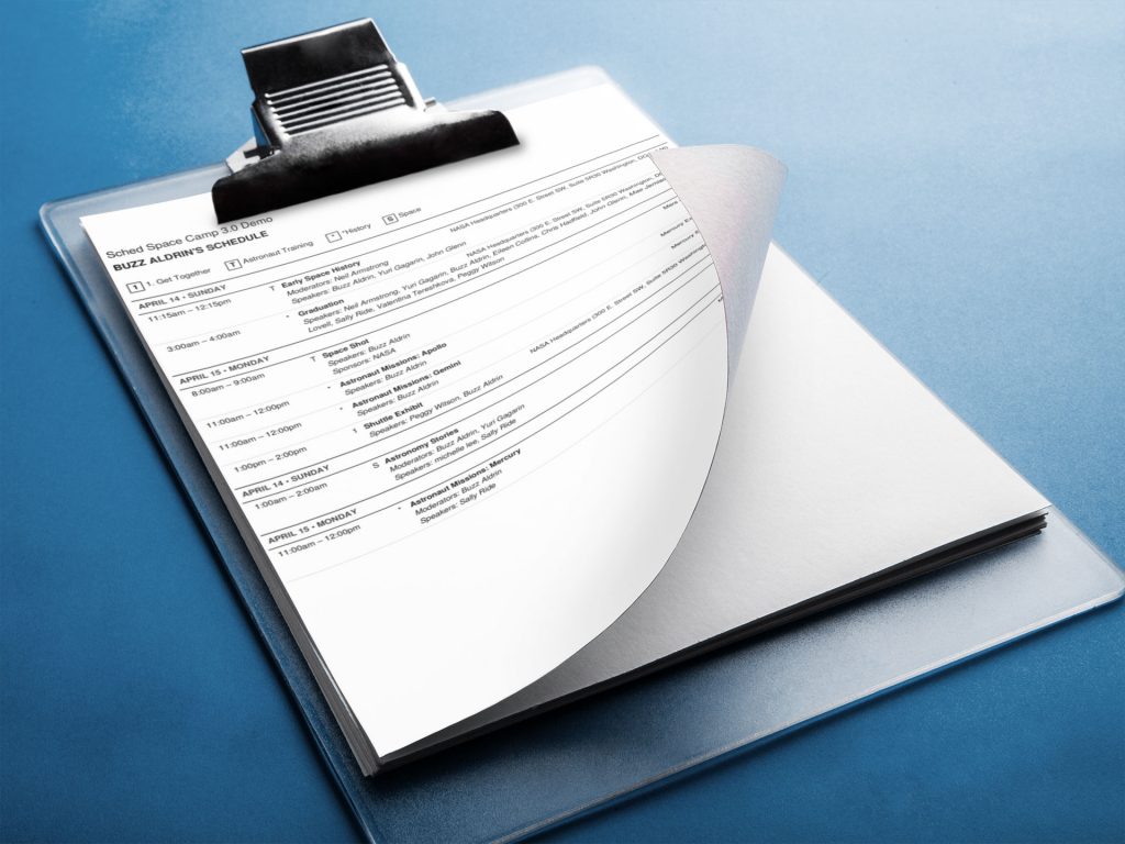 Print Speaker Schedules 1 Clipboard Speaker Schedule
