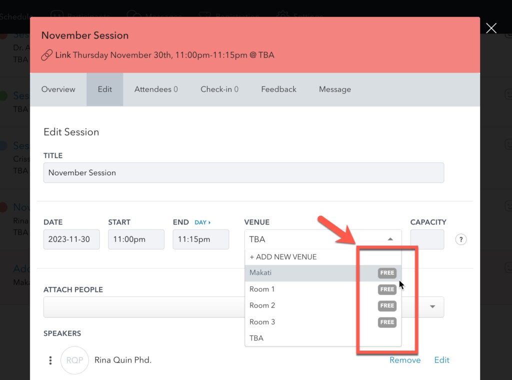 Product Updates: Elevate Event Sponsors, Avoid Ticket Confusion, Seamless Room Assigning 3 Screenshot Of Free Room And Sponsors Function In Acton