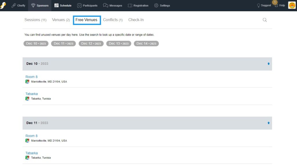Product Updates: Elevate Event Sponsors, Avoid Ticket Confusion, Seamless Room Assigning 2 Product Update Screenshot Showing Free Venue And Sponsors