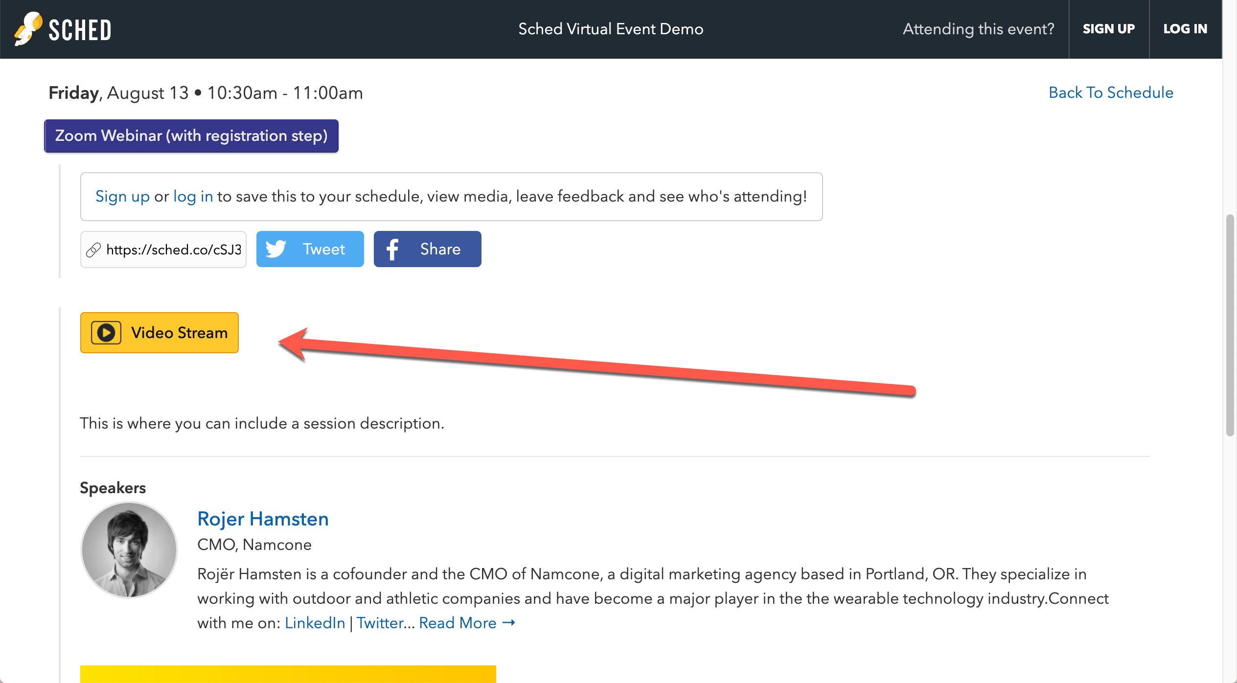 Using Zoom With Sched 6 Video Stream Button